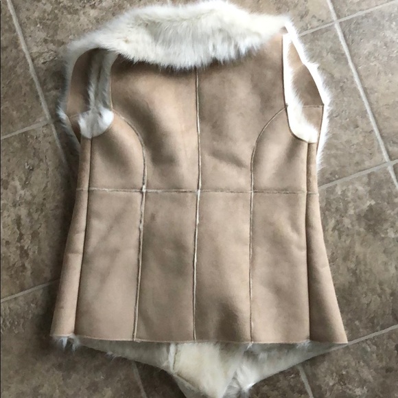 Design History NWT Suede Fur Vest Tan Natural - Picture 6 of 6